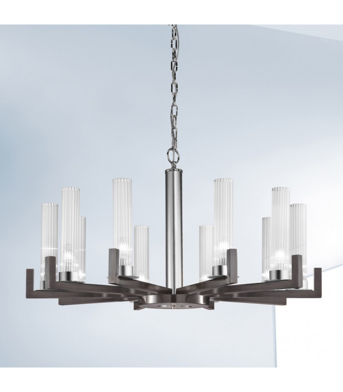 Raggio Multi Arm Pendant Ceiling Light 10 Light Brunito Brushed-2