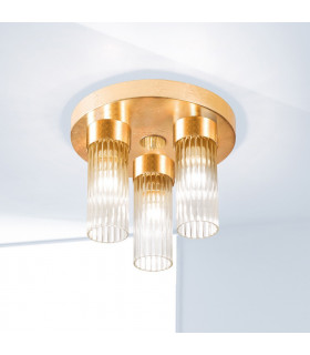 Giro Glass Glass Shade Cluster Ceiling Light 3 Light Gold Leaf-2
