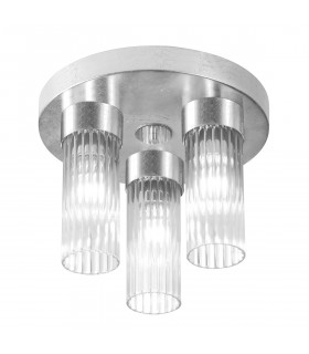Giro Glass Glass Shade Cluster Ceiling Light 3 Light Silver Leaf-1