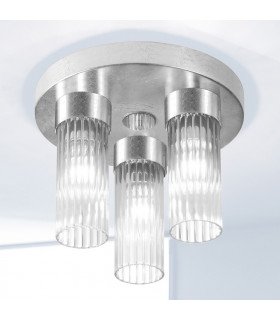Giro Glass Glass Shade Cluster Ceiling Light 3 Light Silver Leaf-2