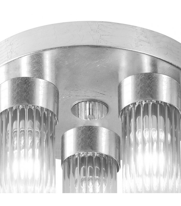 Giro Glass Glass Shade Cluster Ceiling Light 3 Light Silver Leaf-3