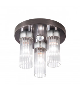 Giro Glass Glass Shade Cluster Ceiling Light 3 Light Brunito Brushed-1