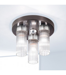 Giro Glass Glass Shade Cluster Ceiling Light 3 Light Brunito Brushed-2