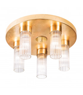 Giro Glass Glass Shade Cluster Ceiling Light 5 Light Gold Leaf-1