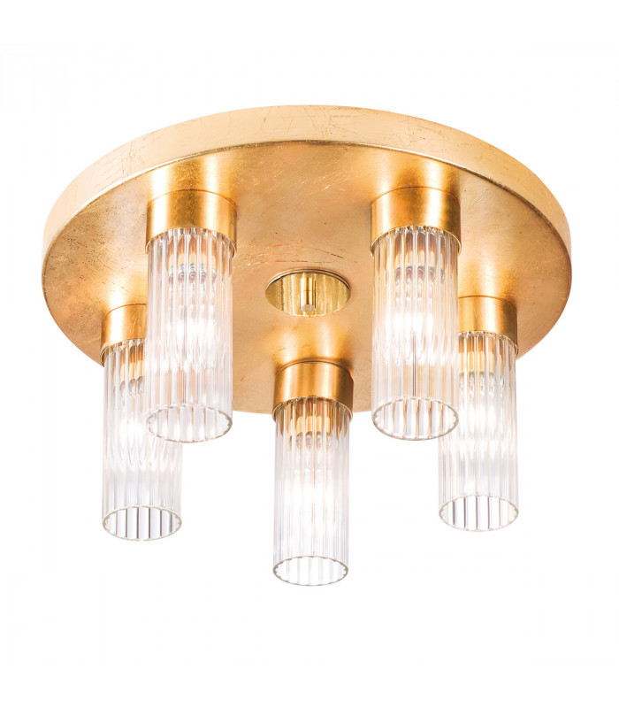 Giro Glass Glass Shade Cluster Ceiling Light 5 Light Gold Leaf-1
