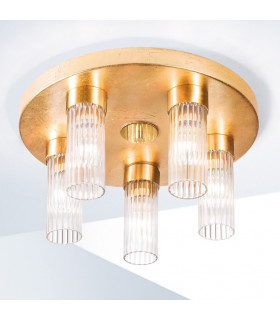 Giro Glass Glass Shade Cluster Ceiling Light 5 Light Gold Leaf-2