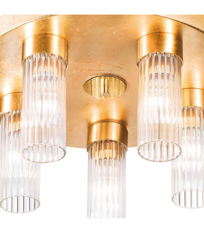 Giro Glass Glass Shade Cluster Ceiling Light 5 Light Gold Leaf-3