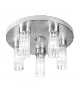 Giro Glass Shade Cluster Ceiling Light 5 Light Silver Leaf-1