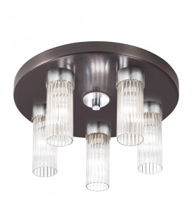 Giro Glass Shade Cluster Ceiling Light 5 Light Brunito Brushed-1