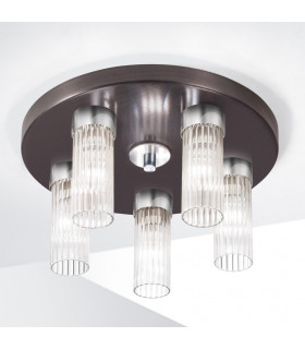 Giro Glass Shade Cluster Ceiling Light 5 Light Brunito Brushed-2