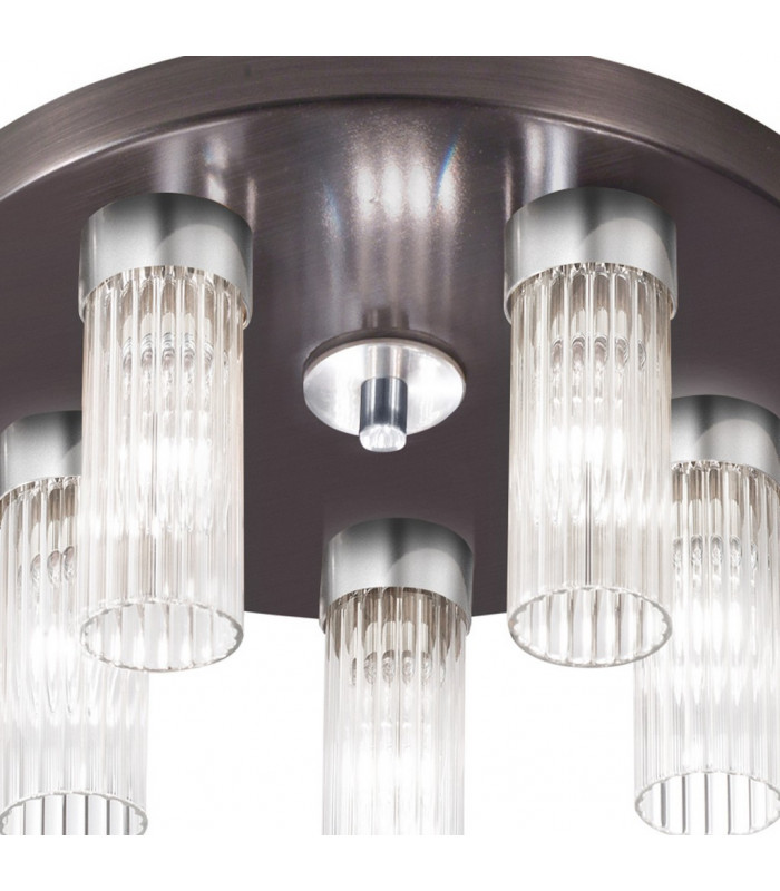 Giro Glass Shade Cluster Ceiling Light 5 Light Brunito Brushed-3