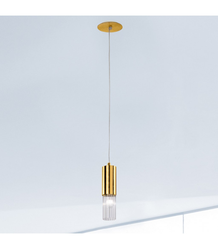 Giro Glass Slim Pendant Ceiling Light Gold Leaf-2