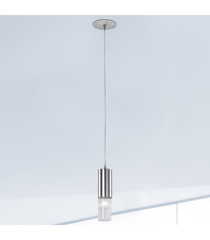 Giro Glass Slim Pendant Ceiling Light Silver Leaf-2
