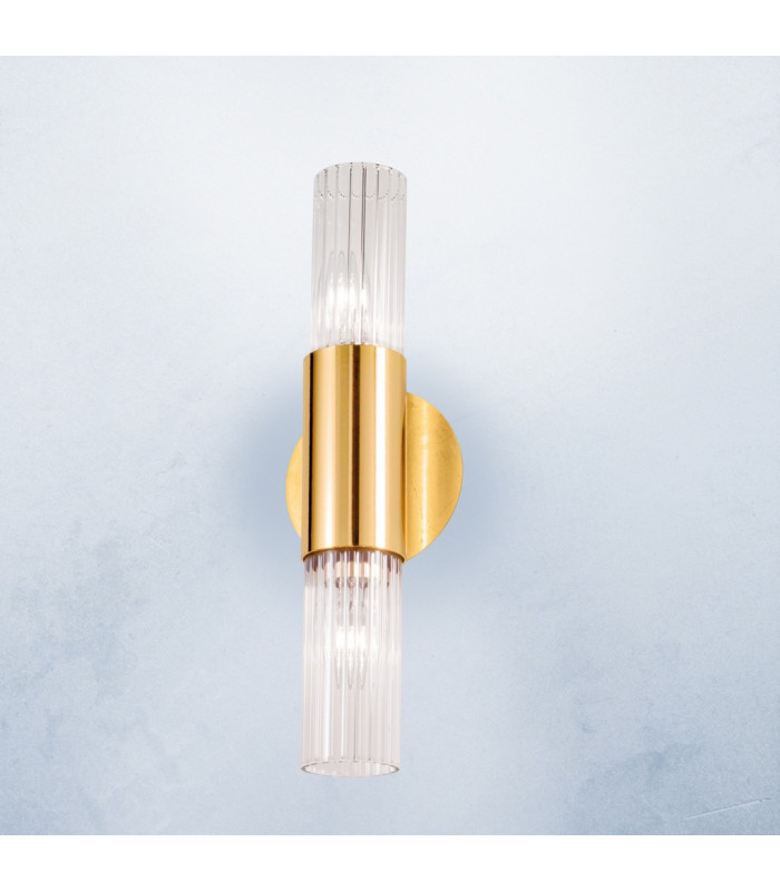 Giro Glass Up & Down Wall Lamp 2 Light Gold Leaf-2