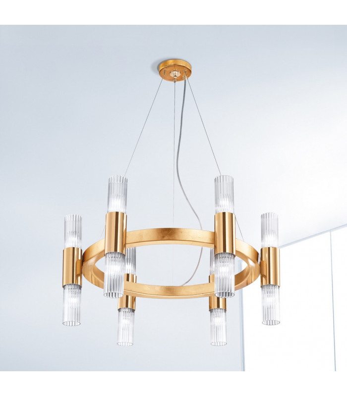 Giro Glass Up & Down Wall Lamp 12 Light Gold Leaf-2