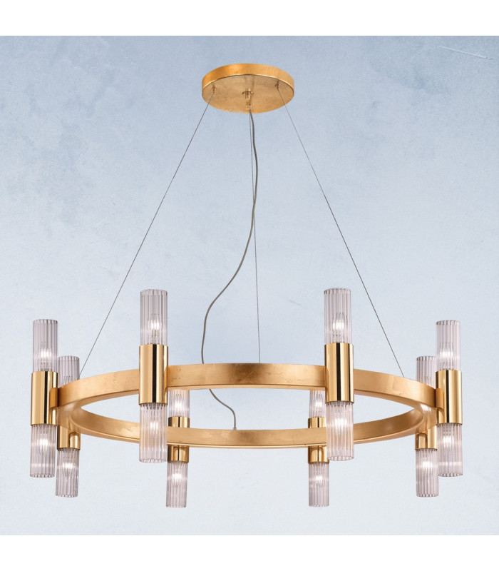 Giro Glass Up & Down Wall Lamp 16 Light Gold Leaf-2