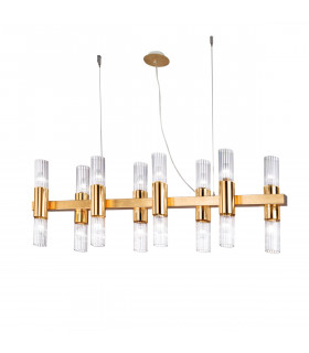 Giro Glass Straight Bar Pendant Ceiling Light 16 Light Gold Leaf-1