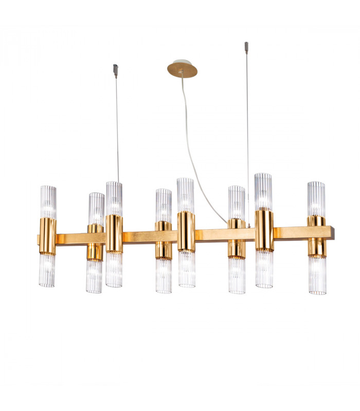 Giro Glass Straight Bar Pendant Ceiling Light 16 Light Gold Leaf-1