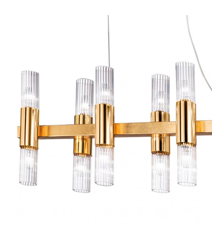 Giro Glass Straight Bar Pendant Ceiling Light 16 Light Gold Leaf-3