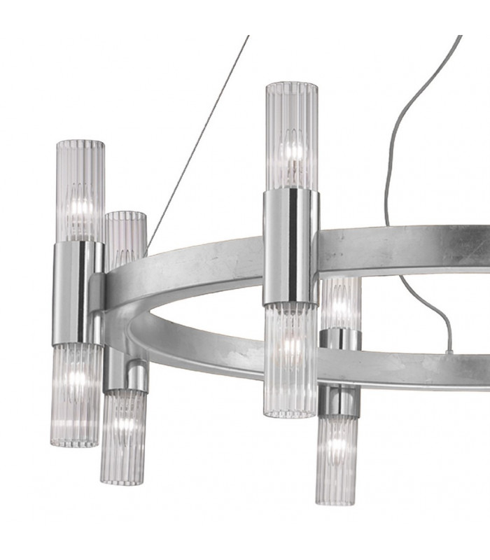 Giro Glass Up & Down Wall Lamp 16 Light Silver Leaf-3