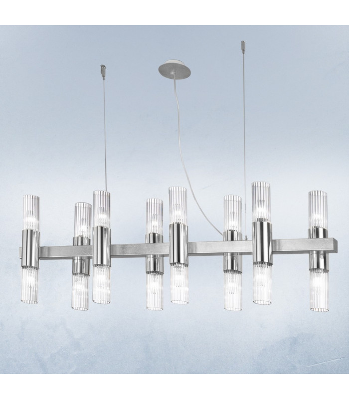 Giro Straight Bar Pendant Ceiling Light 16 Light Gold Leaf-2
