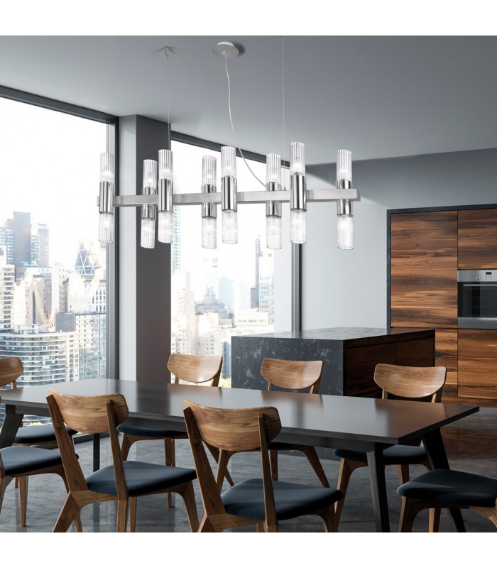 Giro Straight Bar Pendant Ceiling Light 16 Light Gold Leaf-4