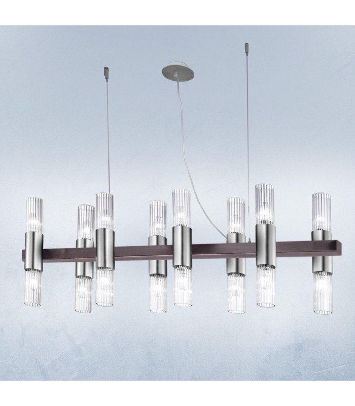 Giro Straight Bar Pendant Ceiling Light 16 Light Brunito Brushed-2