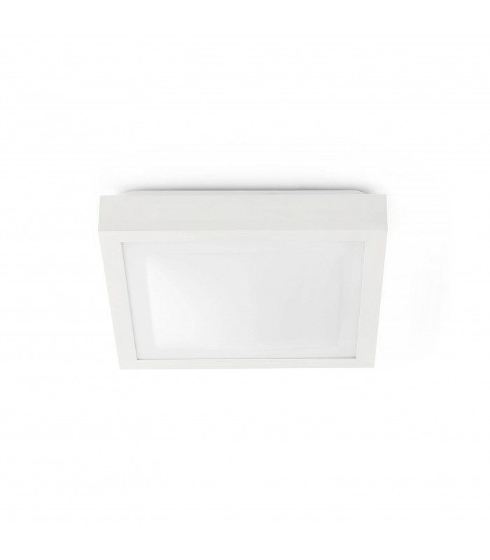 1 Light Small Square Bathroom Flush Ceiling Light White IP44, E27 - 1