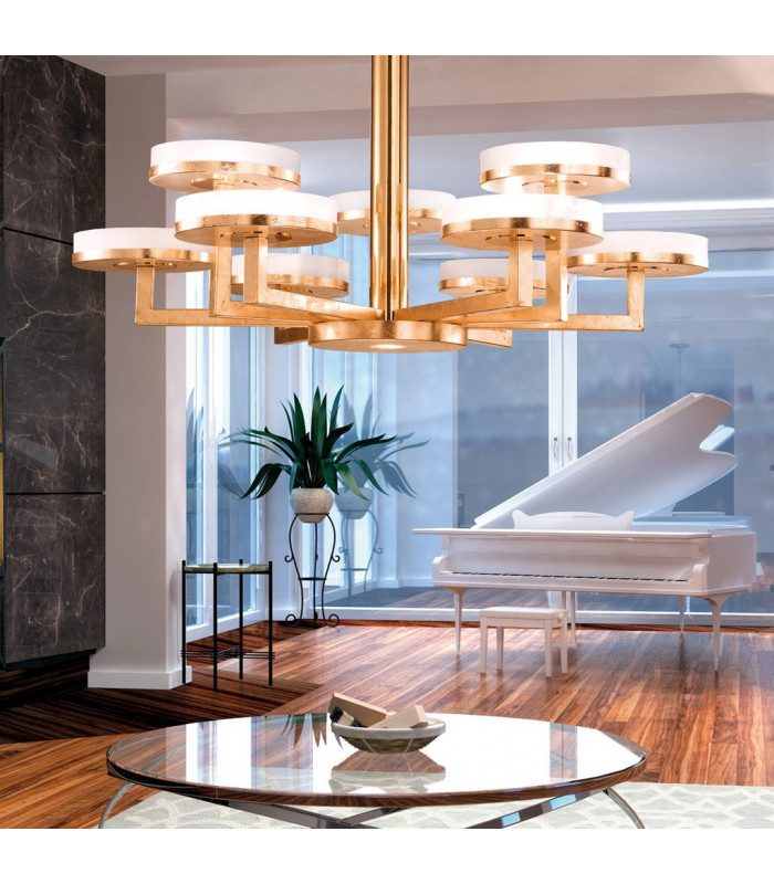 Solis Multi Arm Pendant Ceiling Light 10 Light Gold Leaf-4