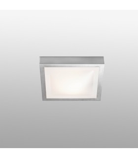 1 Light Small Square Bathroom Flush Ceiling Light Aluminium, White IP44, E27 - 1