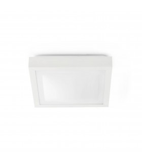 2 Light Medium Square Bathroom Flush Ceiling Light Aluminium, White IP44, E27 - 1