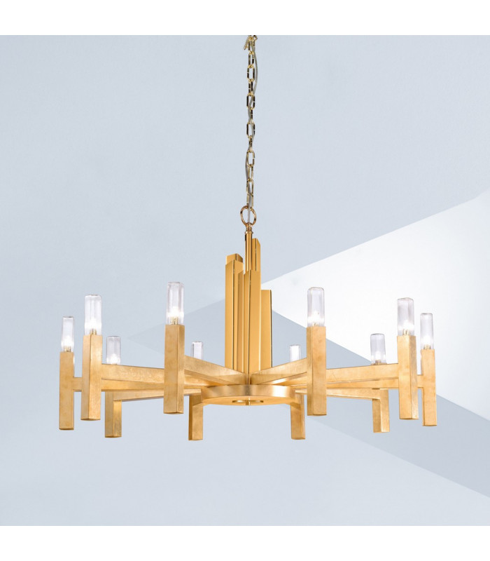 Spigolo Multi Arm Pendant Ceiling Light 10 Light Gold Leaf-2