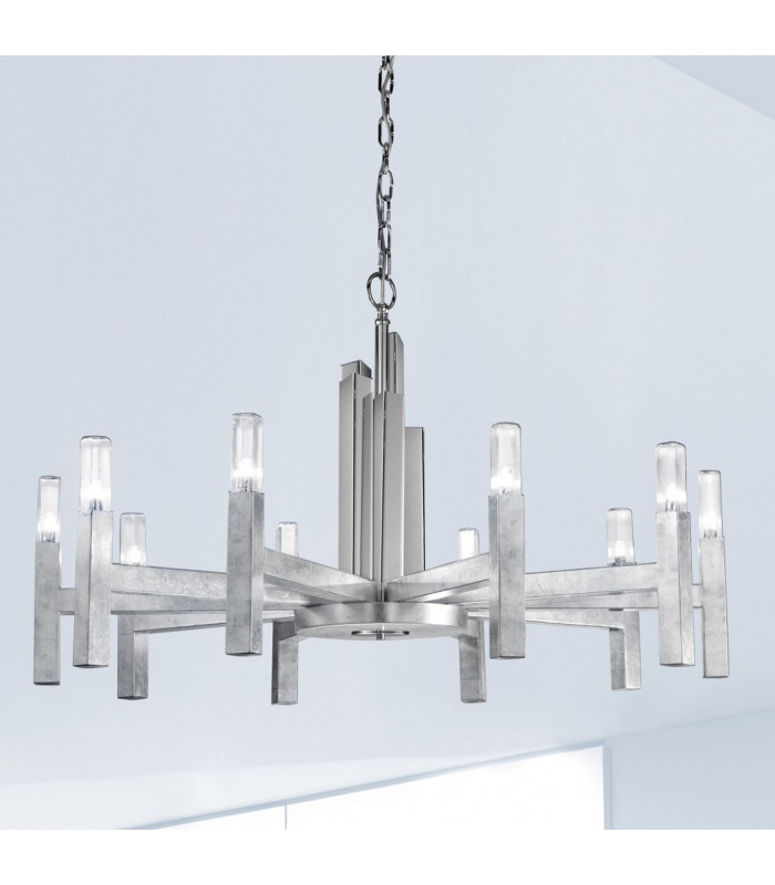 Spigolo Multi Arm Pendant Ceiling Light 10 Light Silver Leaf-2