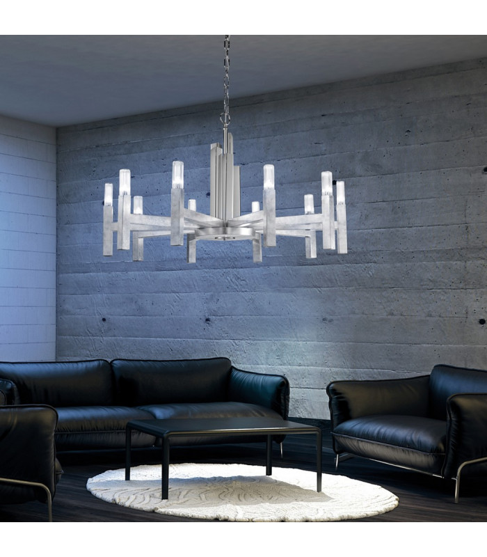 Spigolo Multi Arm Pendant Ceiling Light 10 Light Silver Leaf-4