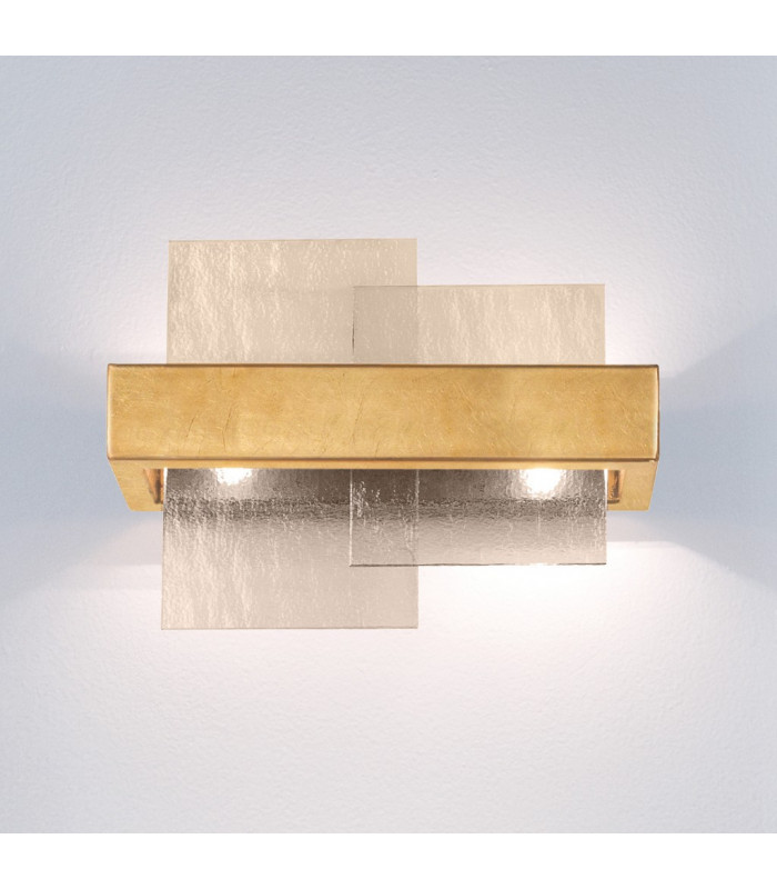 Rettangolo Wall Lamp 2 Light Gold Leaf-2