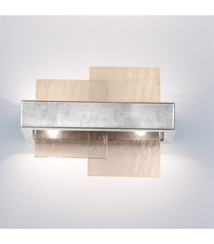 Rettangolo Wall Lamp 2 Light Silver Leaf-2