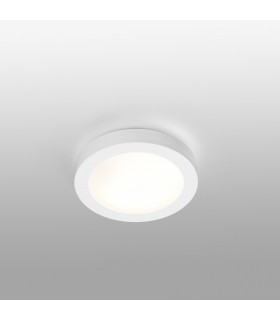 1 Light Small Round Bathroom Flush Ceiling Light White IP44, E27 - 1