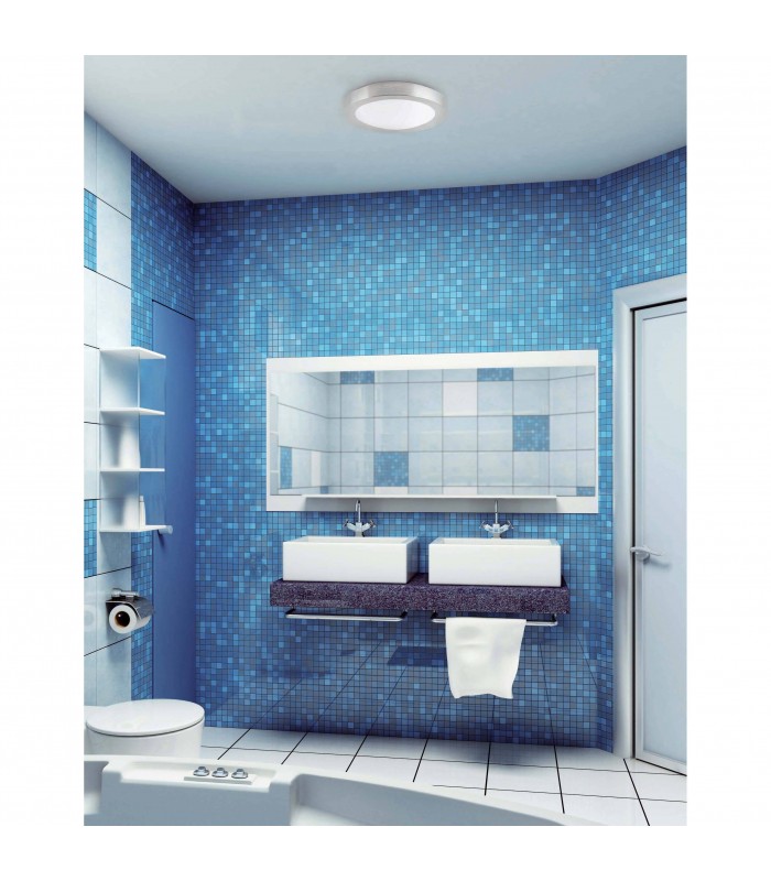 1 Light Small Round Bathroom Flush Ceiling Light Aluminium, White IP44, E27 - 2