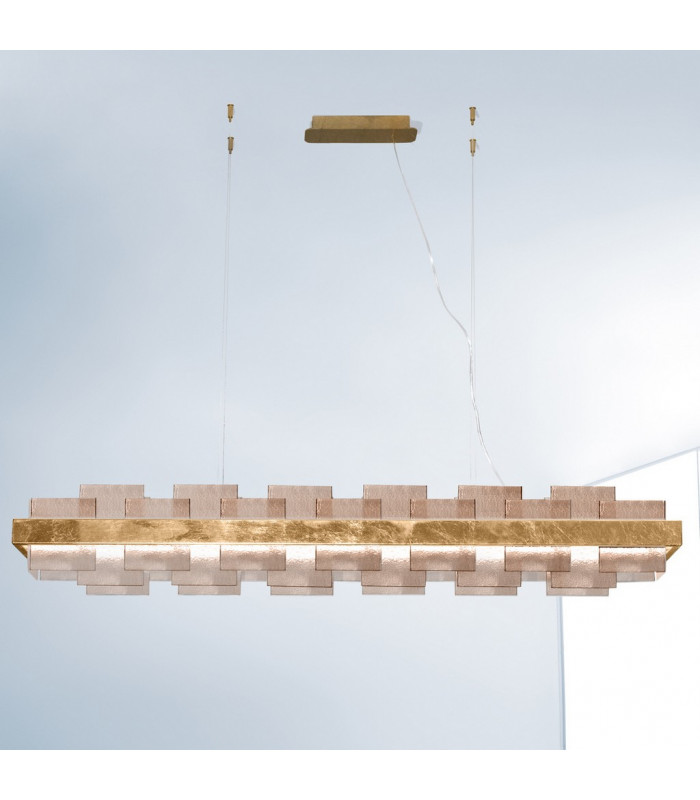 Rettangolo Led Straight Bar Pendant Ceiling Light Gold Leaf-2