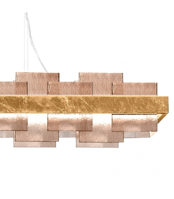 Rettangolo Led Straight Bar Pendant Ceiling Light Gold Leaf-3
