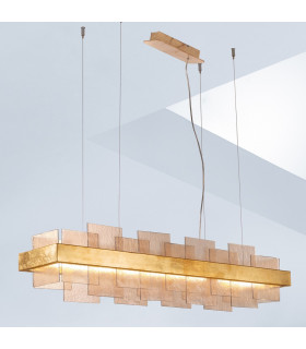 Rettangolo Led Straight Bar Pendant Ceiling Light Gold Leaf-2