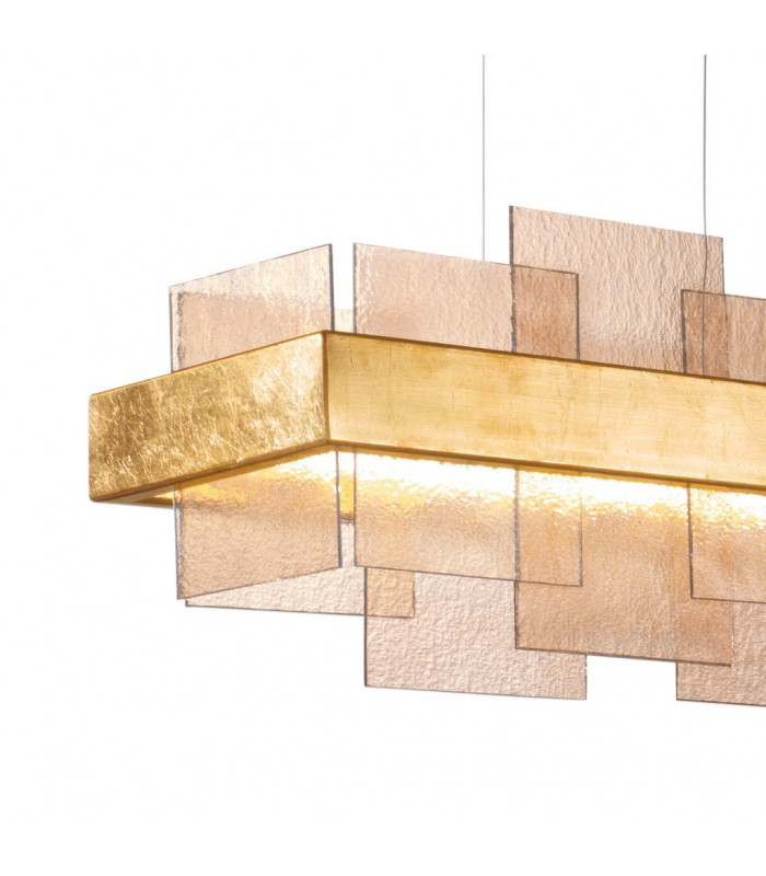 Rettangolo Led Straight Bar Pendant Ceiling Light Gold Leaf-3