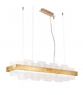 Rettangolo Led Glass Straight Bar Pendant Ceiling Light Gold Leaf-1