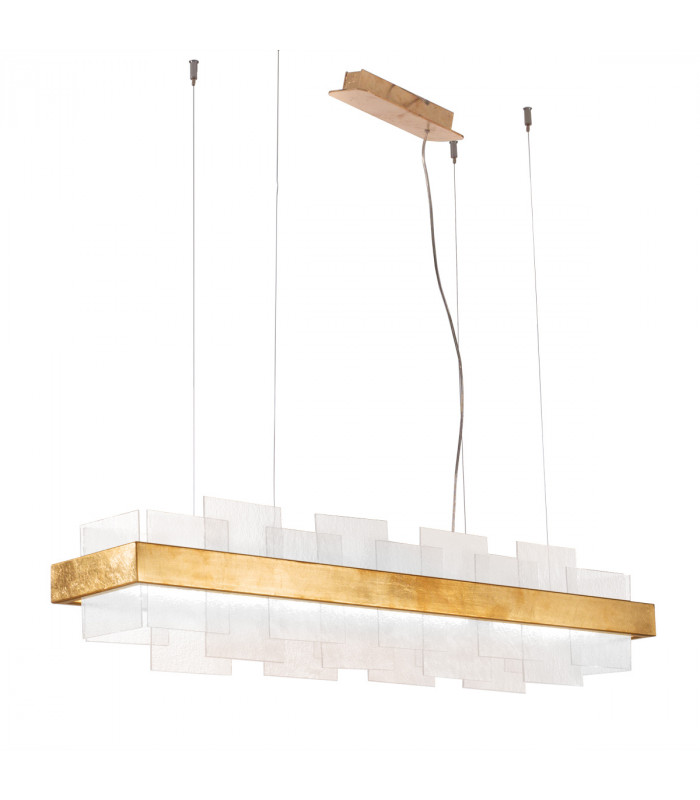 Rettangolo Led Glass Straight Bar Pendant Ceiling Light Gold Leaf-1
