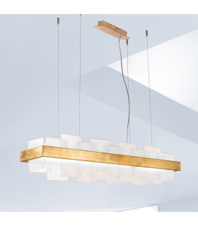 Rettangolo Led Glass Straight Bar Pendant Ceiling Light Gold Leaf-2
