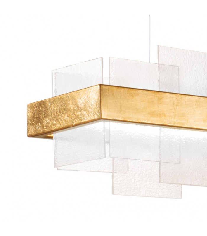 Rettangolo Led Glass Straight Bar Pendant Ceiling Light Gold Leaf-3