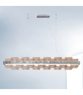 Rettangolo Led Straight Bar Pendant Ceiling Light Silver Leaf-2