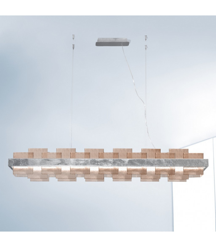 Rettangolo Led Straight Bar Pendant Ceiling Light Silver Leaf-2