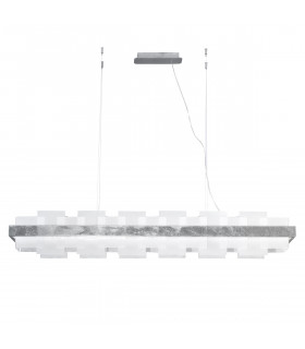 Rettangolo Led Glass Straight Bar Pendant Ceiling Light Silver Leaf-1