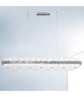 Rettangolo Led Glass Straight Bar Pendant Ceiling Light Silver Leaf-2
